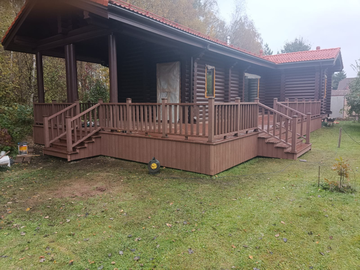 Монтаж террасы с ограждением и ступенями, д. Жостово